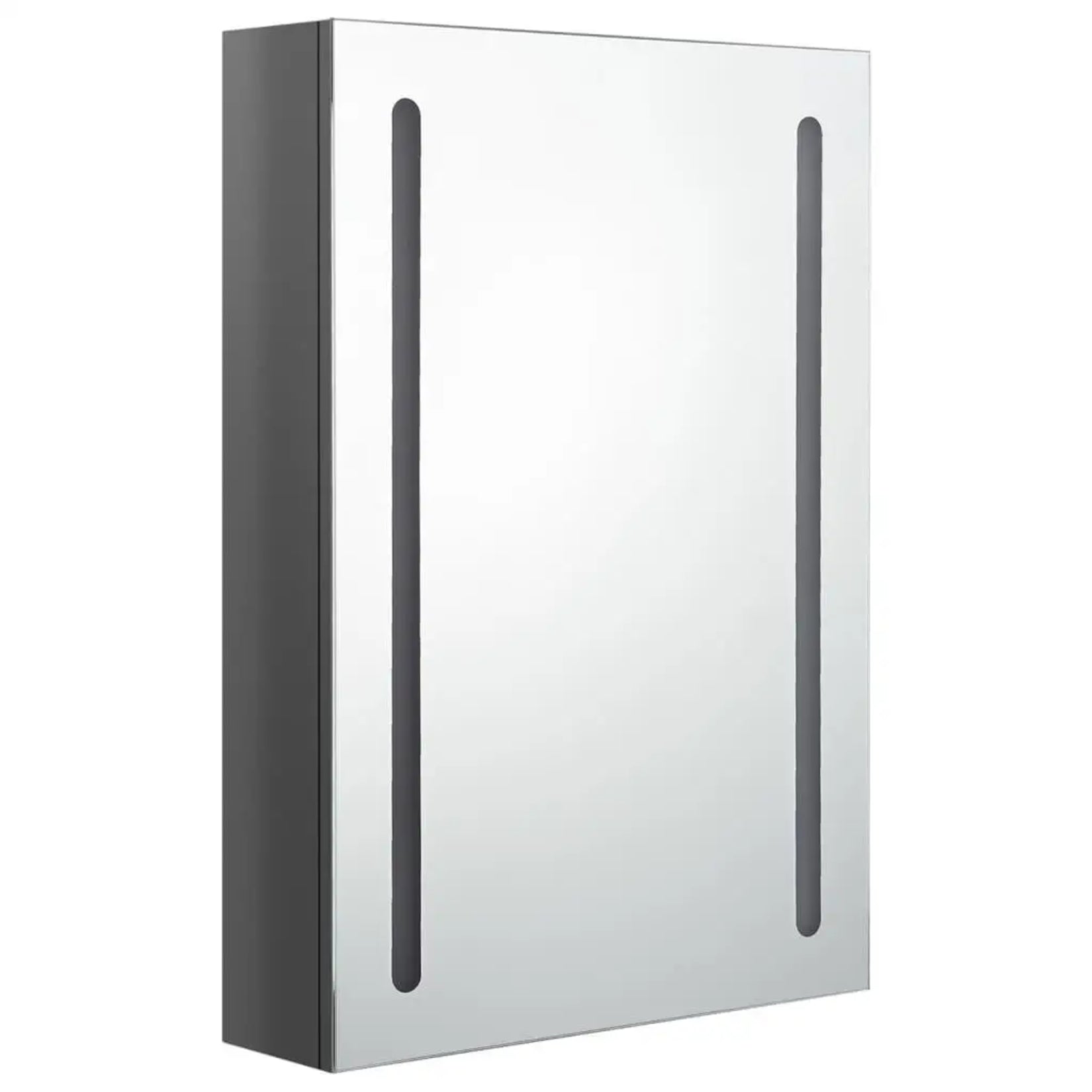 Armoire à miroir salle de bain avec éclairage LED éteint en vue de trois quarts.