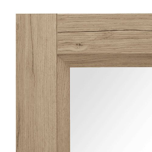 Miroir en bois chêne massif posé au sol dans une pièce moderne, dimensions 180x80 cm