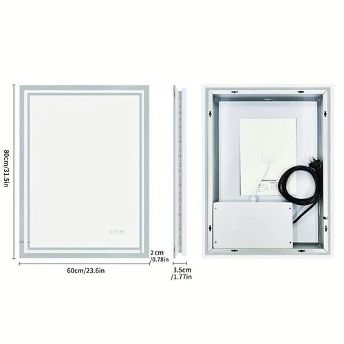 Dimensions et fiche technique du miroir 60x80 salle de bain LED