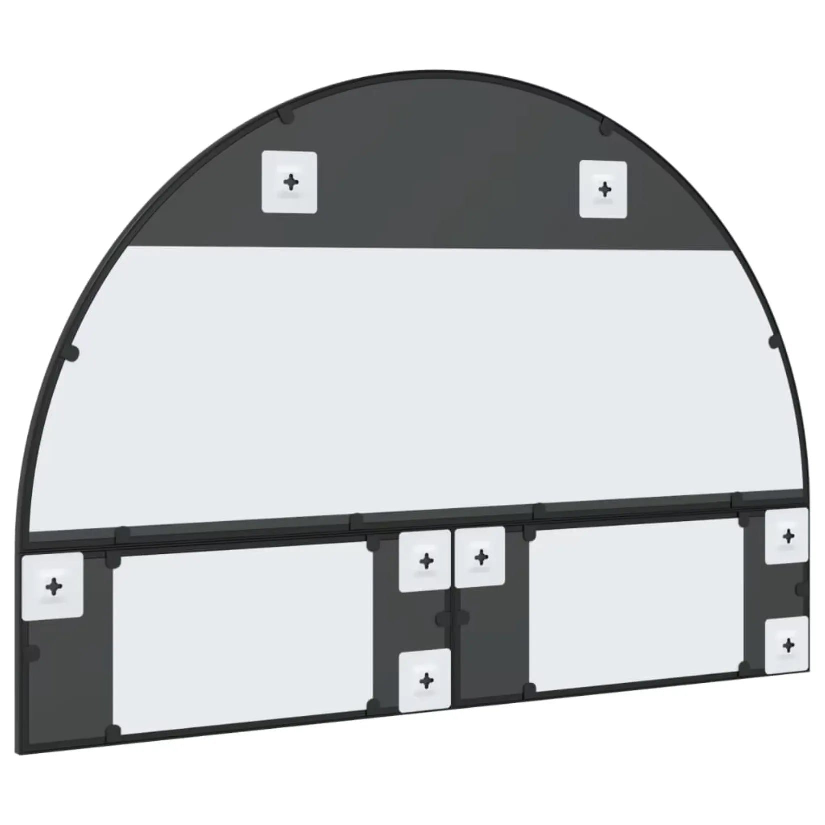 Vue arrière complète du miroir arche mural 100x70 cm montrant le système de fixation.