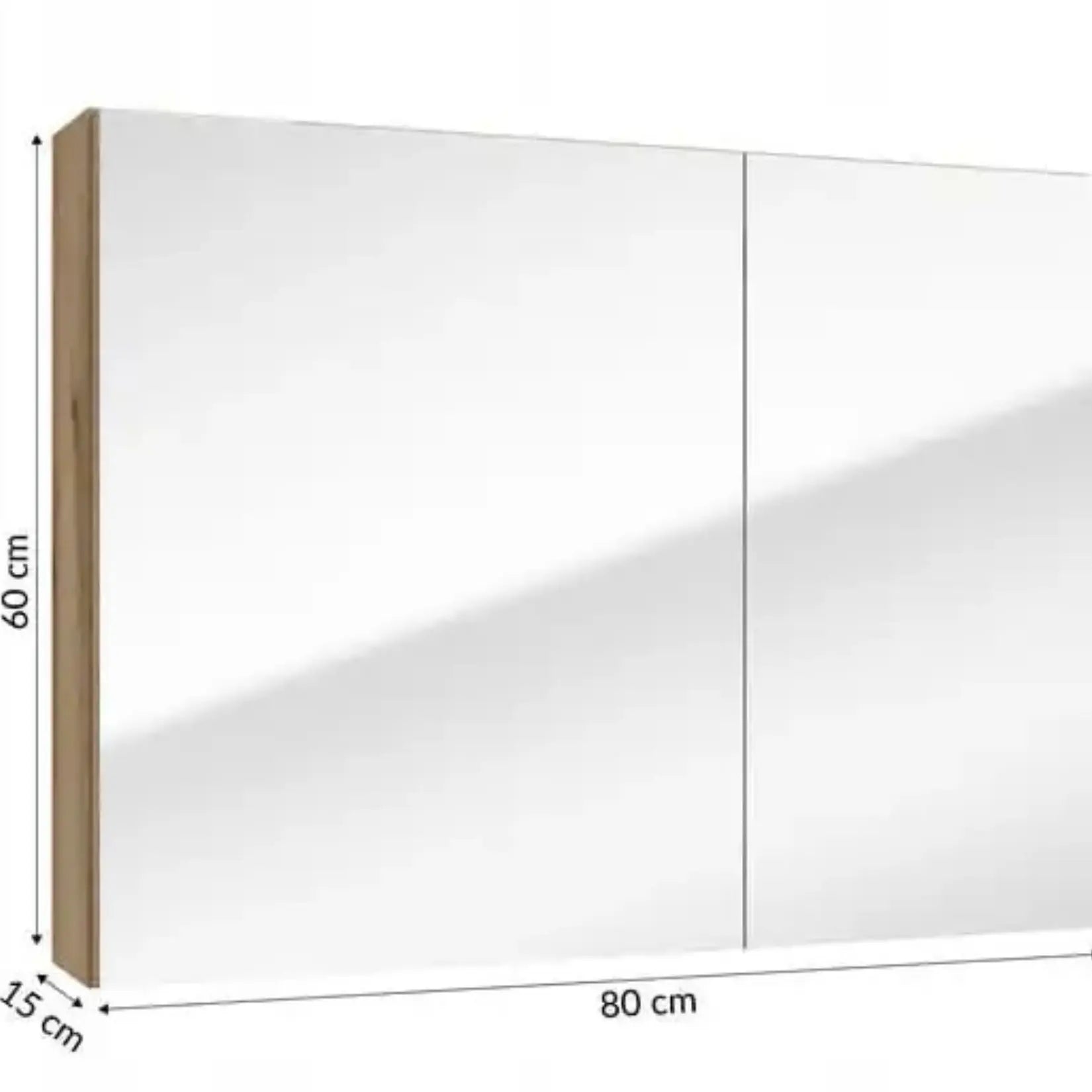 Dimensions du miroir armoire salle de bain 80 cm avec profondeur visible.