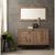 Miroir Bois Brut monté verticalement sur un mur gris.