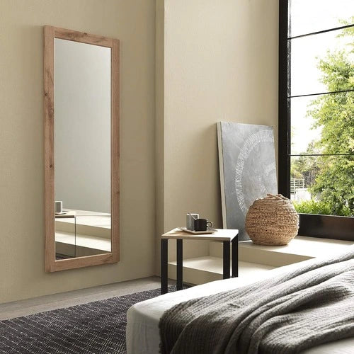 Miroir en bois chêne massif 160x60 posé au sol