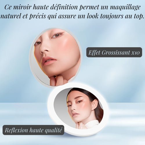 miroir cosmétique de poche LED, portable et pratique, pour retouches maquillage