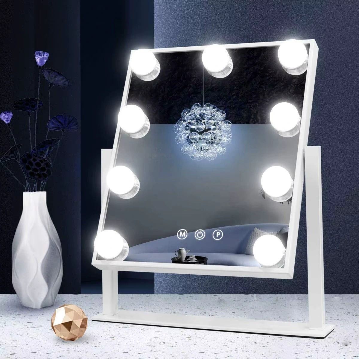 Miroir Hollywood pas cher avec réglages de lumière froide, naturelle et chaude.