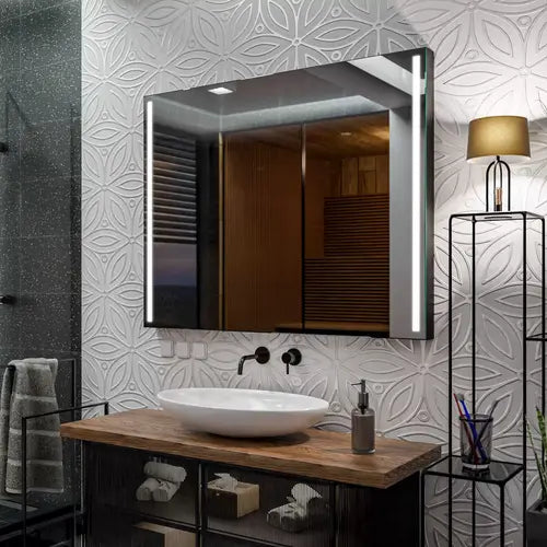 Miroir horizontal 100x80 avec éclairage LED et boîtier premium