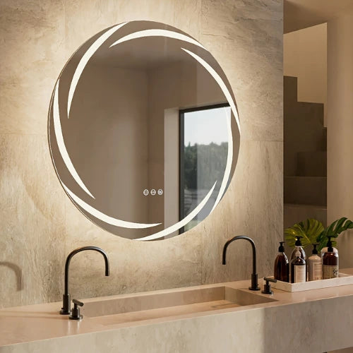 Miroir LED rond 80 cm minimaliste