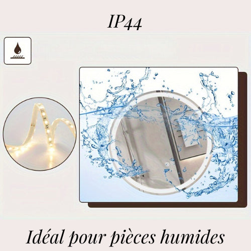 Miroir Led Rond Salle De Bain avec indice de protection IP44, parfait pour les pièces humides