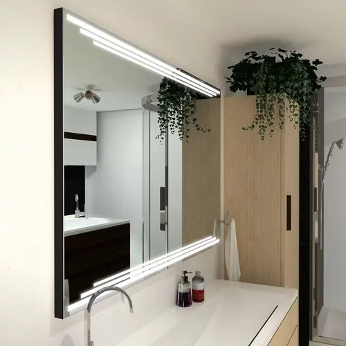 Miroir lumineux premium 100x60 cm intégré dans une salle de bain moderne