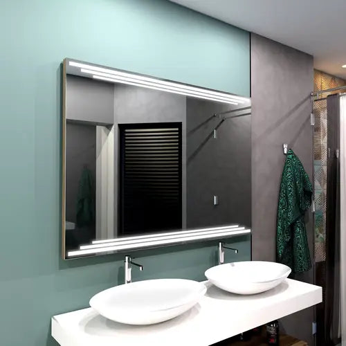 Miroir lumineux premium 100x60 cm intégré dans une salle de bain moderne