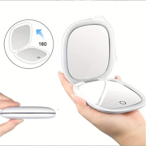 Miroir de poche LED pliable avec rotation à 160 degrés pour une vision optimale