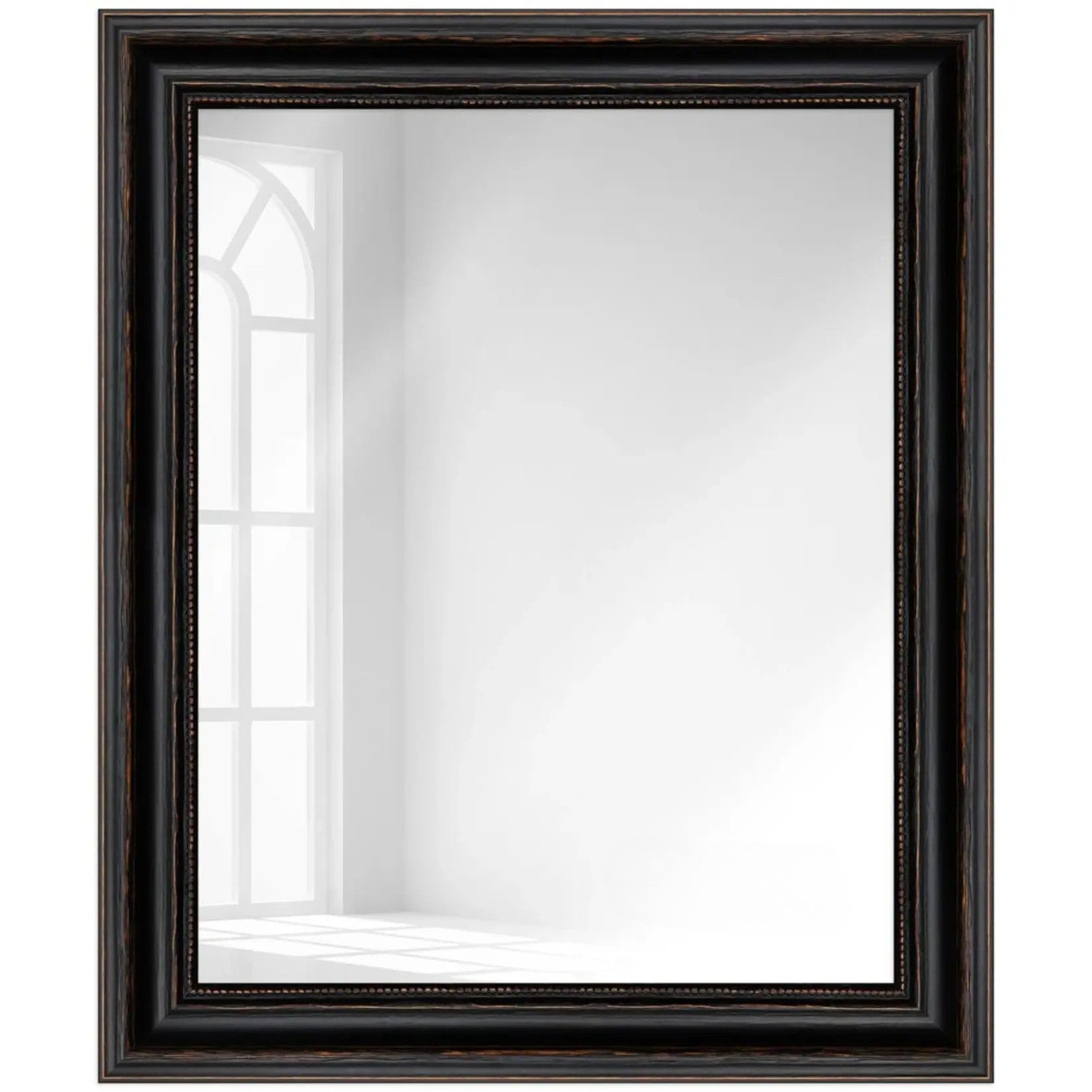 Miroir rectangulaire simple 110x60 cm en bois massif noir pour salle de bain.