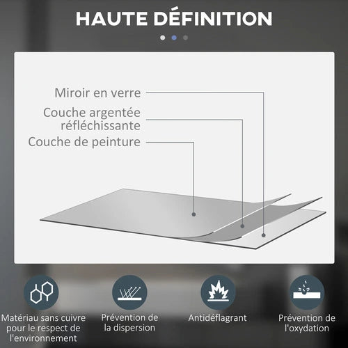 Miroir rond 80 cm haute définition sans cuivre, antidéflagrant et résistant à l'oxydation