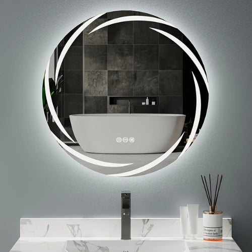 Miroir rond 80 cm LED blanc élégant