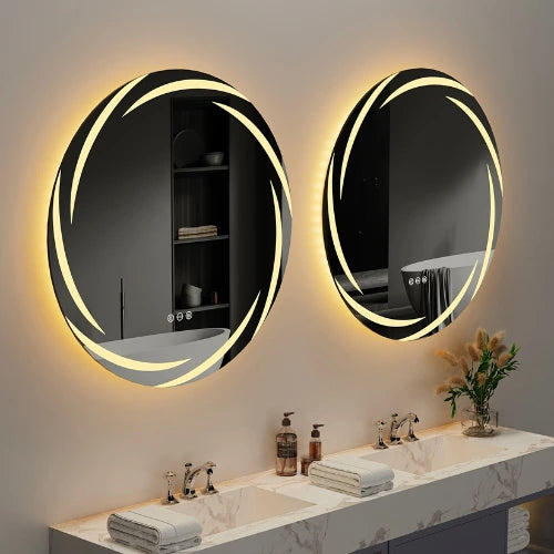 Miroir rond 80 cm lumière chaude LED