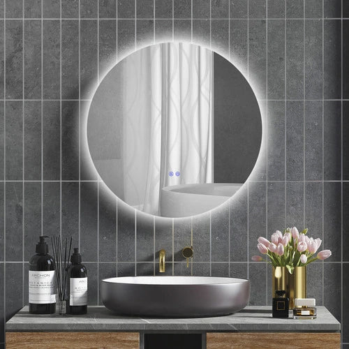 Miroir rond 80 cm LED au design élégant pour salle de bain