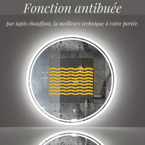 Miroir rond LED avec fonction antibuée et bouton tactile