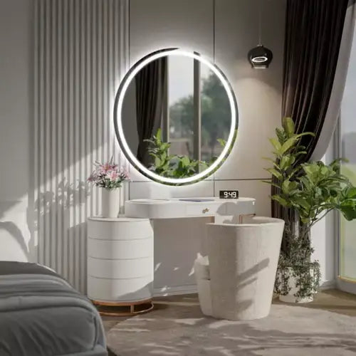 Miroir Rond LED pour Coin Maquillage avec Éclairage Optimal