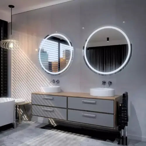 Miroir Rond LED au Design Minimaliste pour Salle de Bain