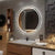 Miroir Rond LED sur Mur Gris Contraste Élégant