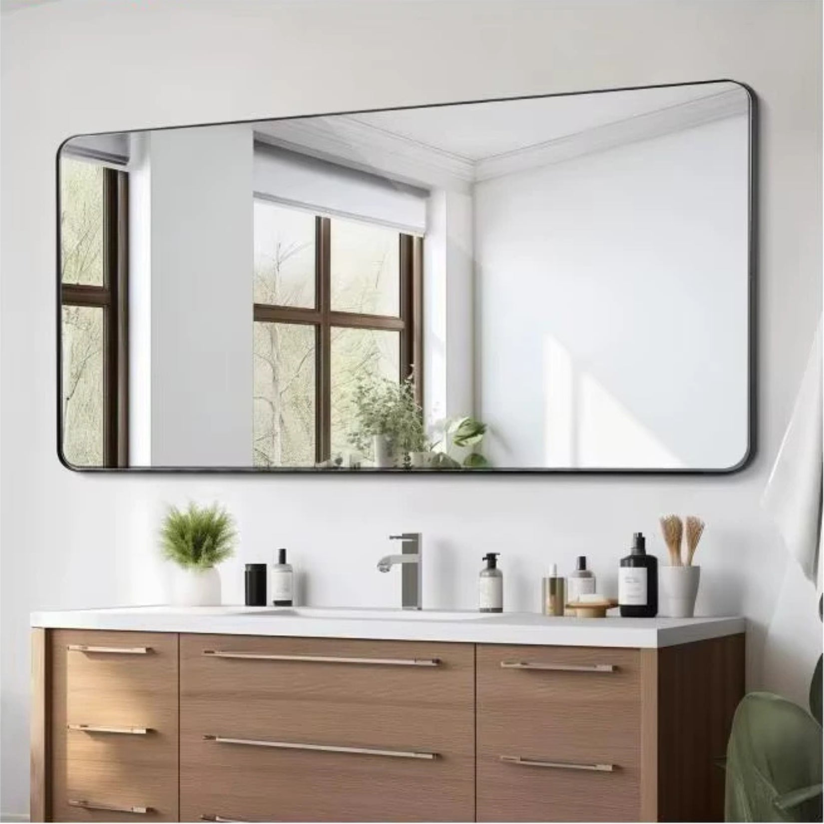 Miroir simple salle de bain 140 cm avec installation horizontale ou verticale.