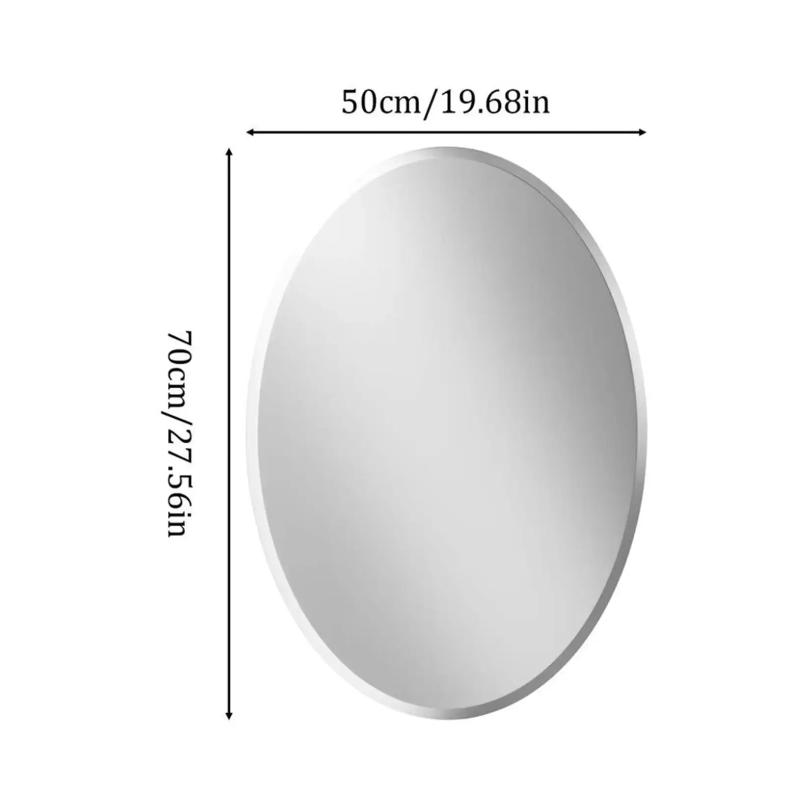 Dimensions du miroir simple salle de bain 50x70 cm, parfait pour un aménagement optimisé.