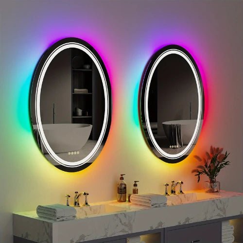 Miroirs 60x80 salle de bain doubles ovales avec rétroéclairage LED, apportant une touche élégante