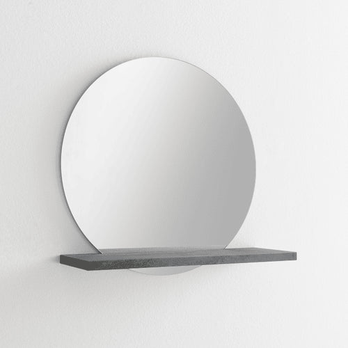 Petit miroir mural bois avec étagère - Détail design circulaire