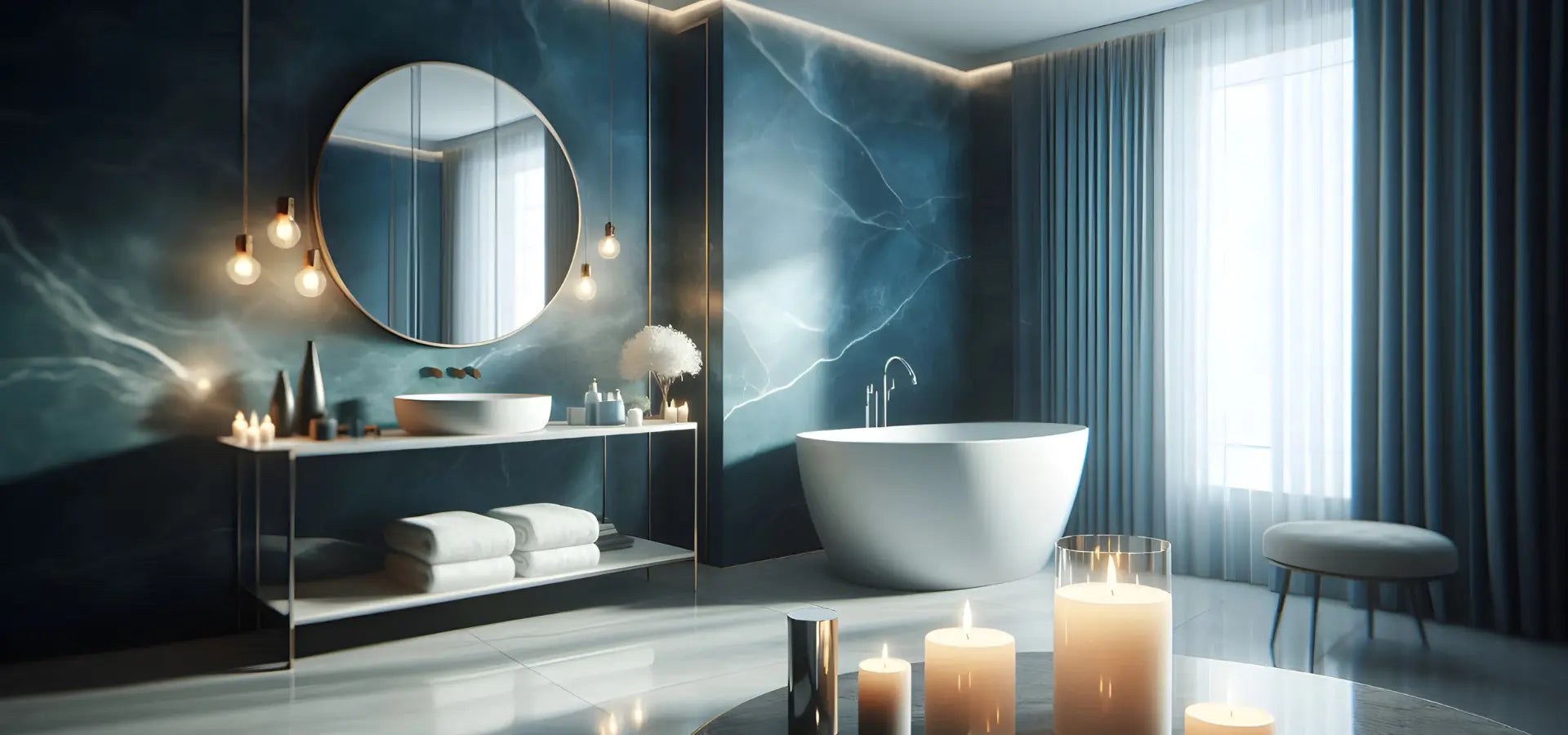Miroir France propose un magnifique miroir rond pour une salle de bain moderne.